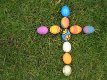 Cross out of colored eggs