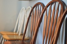 row of wooden chairs 