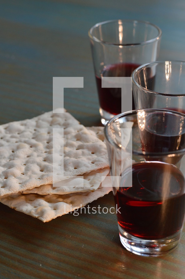 The Lord's Supper with bread and wine. 