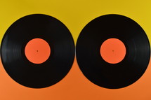records on orange and yellow 