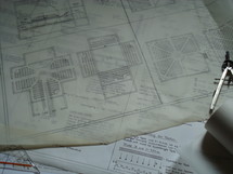 Blueprint for a church building, 
