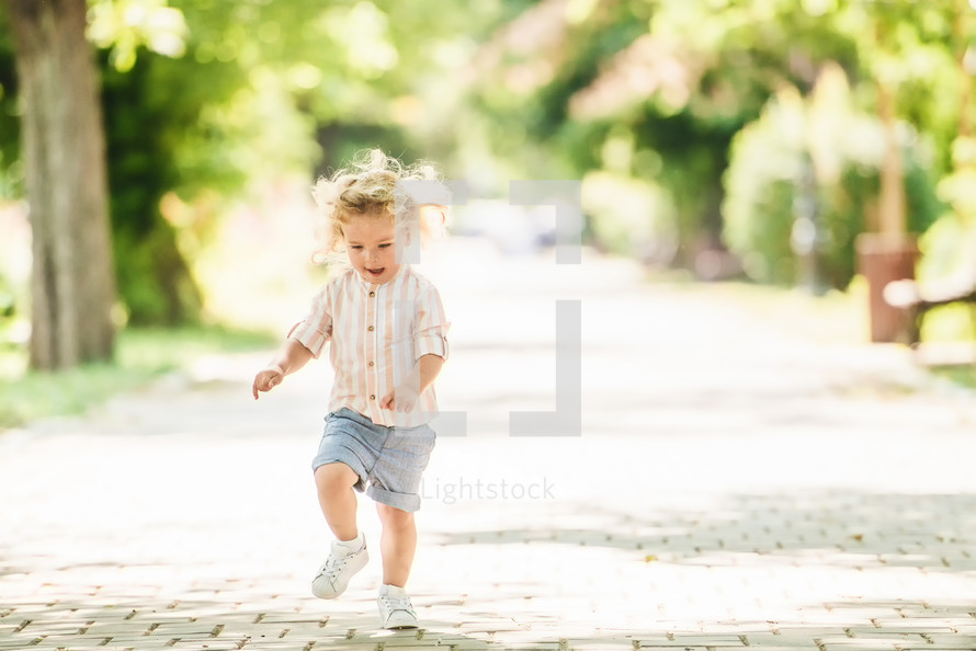 happy child playing outdoors 