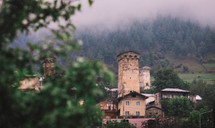 Old stone towers in the mountain village