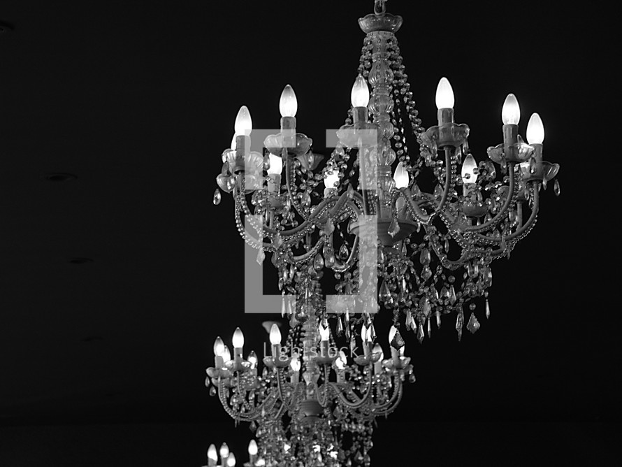 lit chandeliers