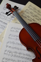violin on sheet music 