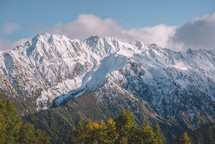 Autumn and snow in the mountains