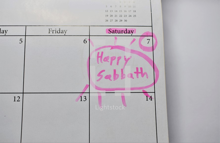 Happy Sabbath written on a calendar 