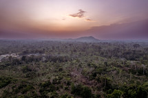 Sunset over the jungles of the Ivory Coast in west Africa