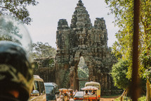 traffic leading to ruins in Cambodia 