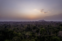 Sunset over the jungle in The Ivory Coast of West Africa