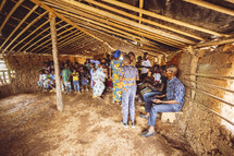 Christian African people in a small village church in the Ivory Coast in west Africa