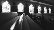 empty pews in a church 