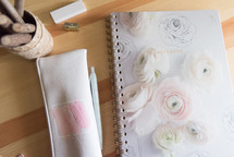 floral notebook and pen pouch 