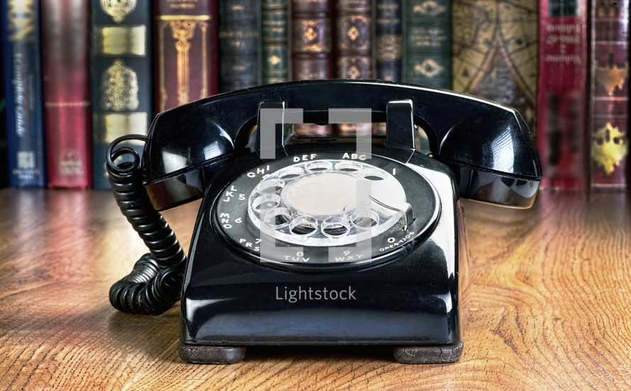 vintage telephone on a desk 
