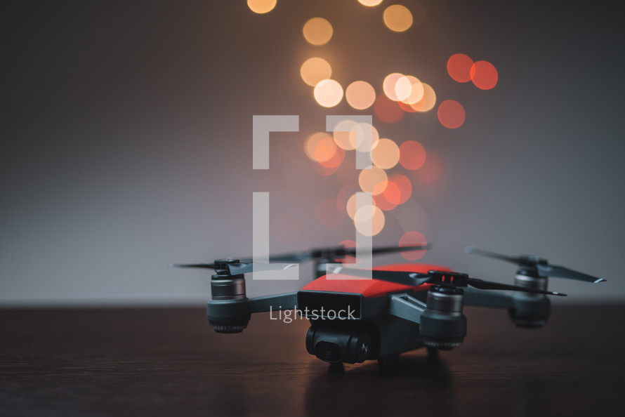 Drone and bokeh lights