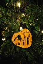 wooden ornament on a Christmas tree