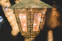 Glitter old-style street lamp Christmas decoration