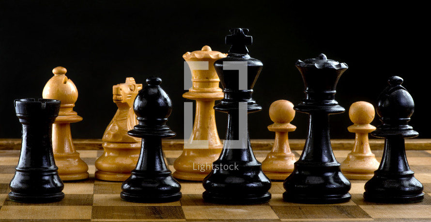 chess board and chess pieces 