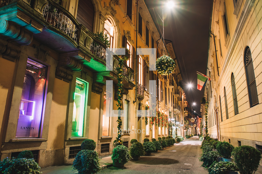 Christmas illuminations in the night Milan
