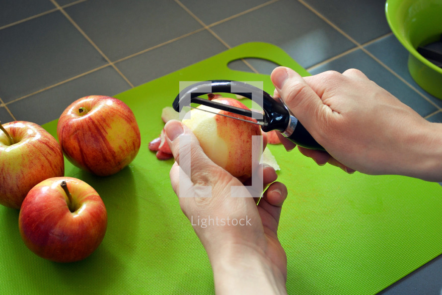 peeling an apple 