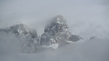snow, clouds, fog, outdoors, mountain 