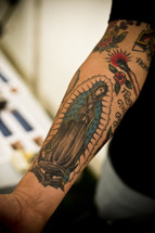 Tattoo of Holy Mother Mary.