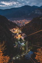 Small town in the evening in the autumn