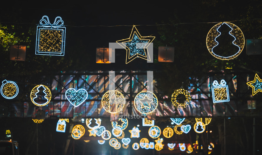 Christmas illuminations in the street at night