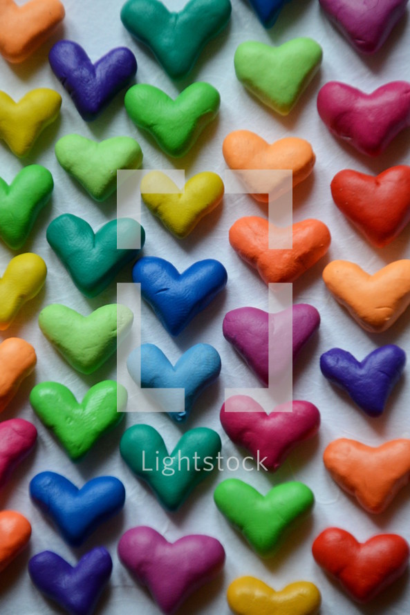 many colorful little hearts