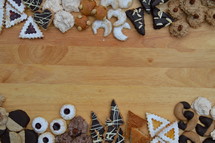border of holiday cookies 