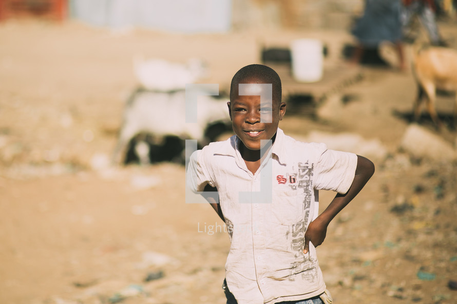 boy child in African shanty town 