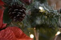 pine cone ornament on a Christmas tree 