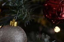 glittery ornament on a Christmas tree 