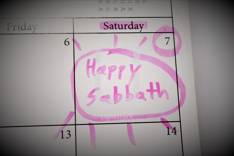Happy Sabbath written on a calendar 