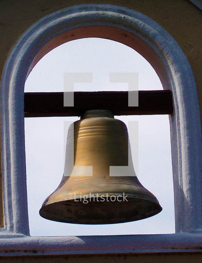 An old church mission bell adorning a mission in the southwestern United States. 