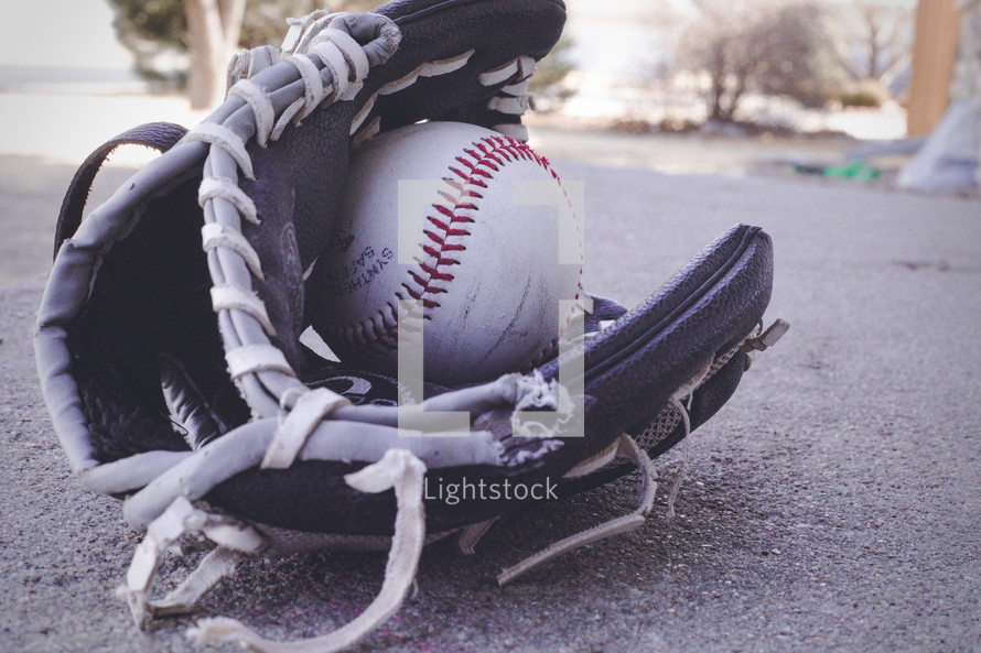 baseball in a glove 