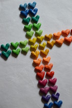 a cross made of many colorful hearts – his love for us. 
