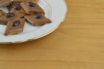 diamond shaped cookies on a plate 