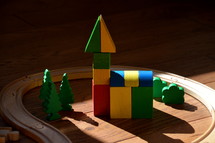 colorful church building made out of wooden toy blocks