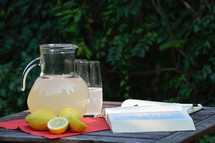 Bible study in the summertime – outside in the garden with fresh self made lemonade. 
