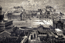 A painting depicting the city of Rome in Biblical times.