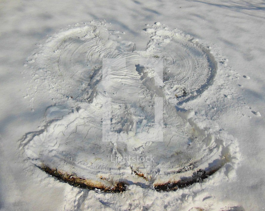 Snow angel, an angel in the snow.