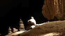 Rock piles in a cave.