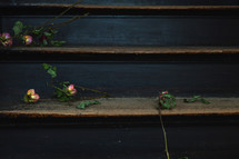 dead roses on steps 