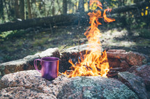 campfire and coffee mug 
