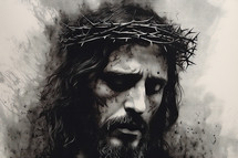 Jesus with a crown of thorns