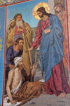 Mosaic of Jesus healing the paralytic 