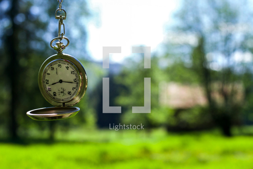 pocket watch outdoors 
