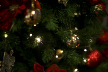 a decorated Christmas tree closeup 