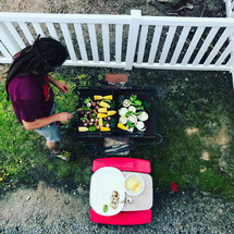 cooking vegetables on a grill 